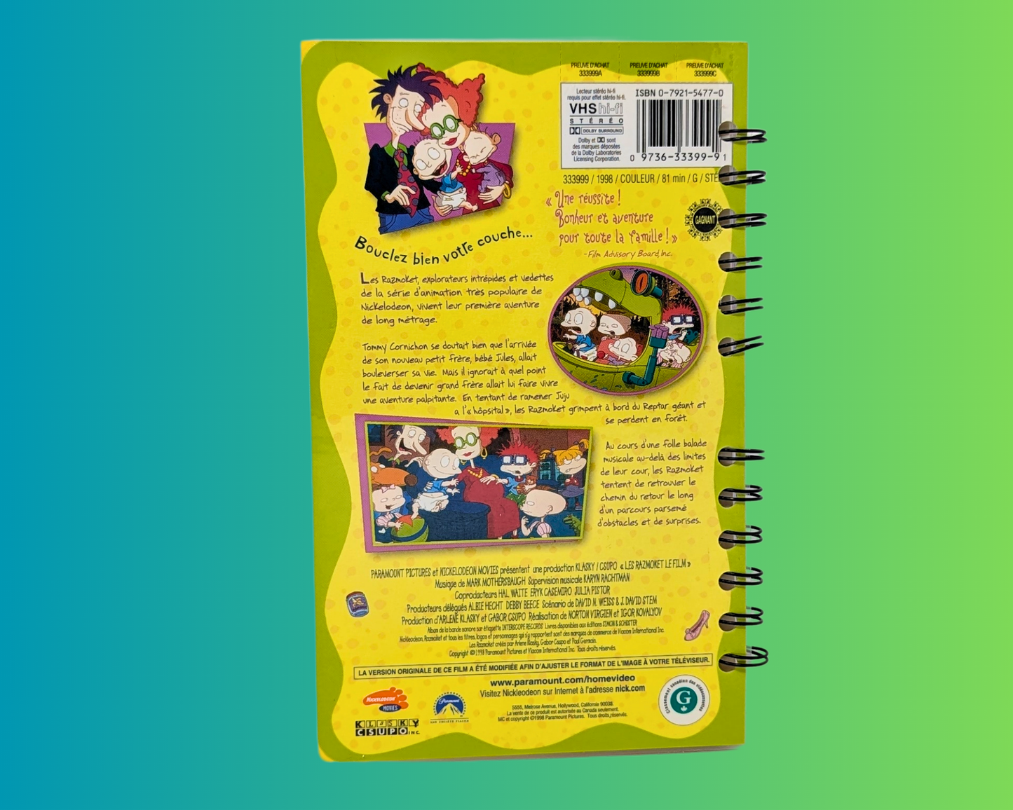 Les Razmoket, Le Film Walt Disney VHS Movie Notebook