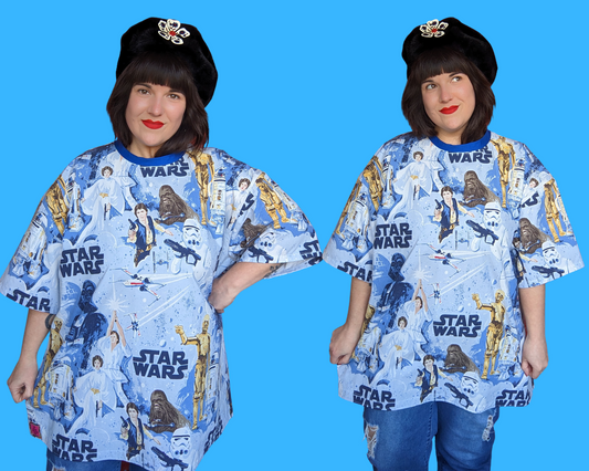 Handmade, Upcycled Star Wars Bedsheet T-Shirt Oversized XL