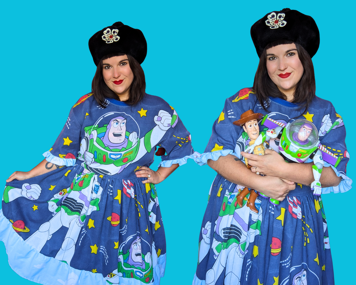 Handmade, Upcycled Vintage 1990's Walt Disney's, Pixar Toy Story, Buzz Lightyear Bedsheet T-Shirt Dress Fits S-M-L-XL