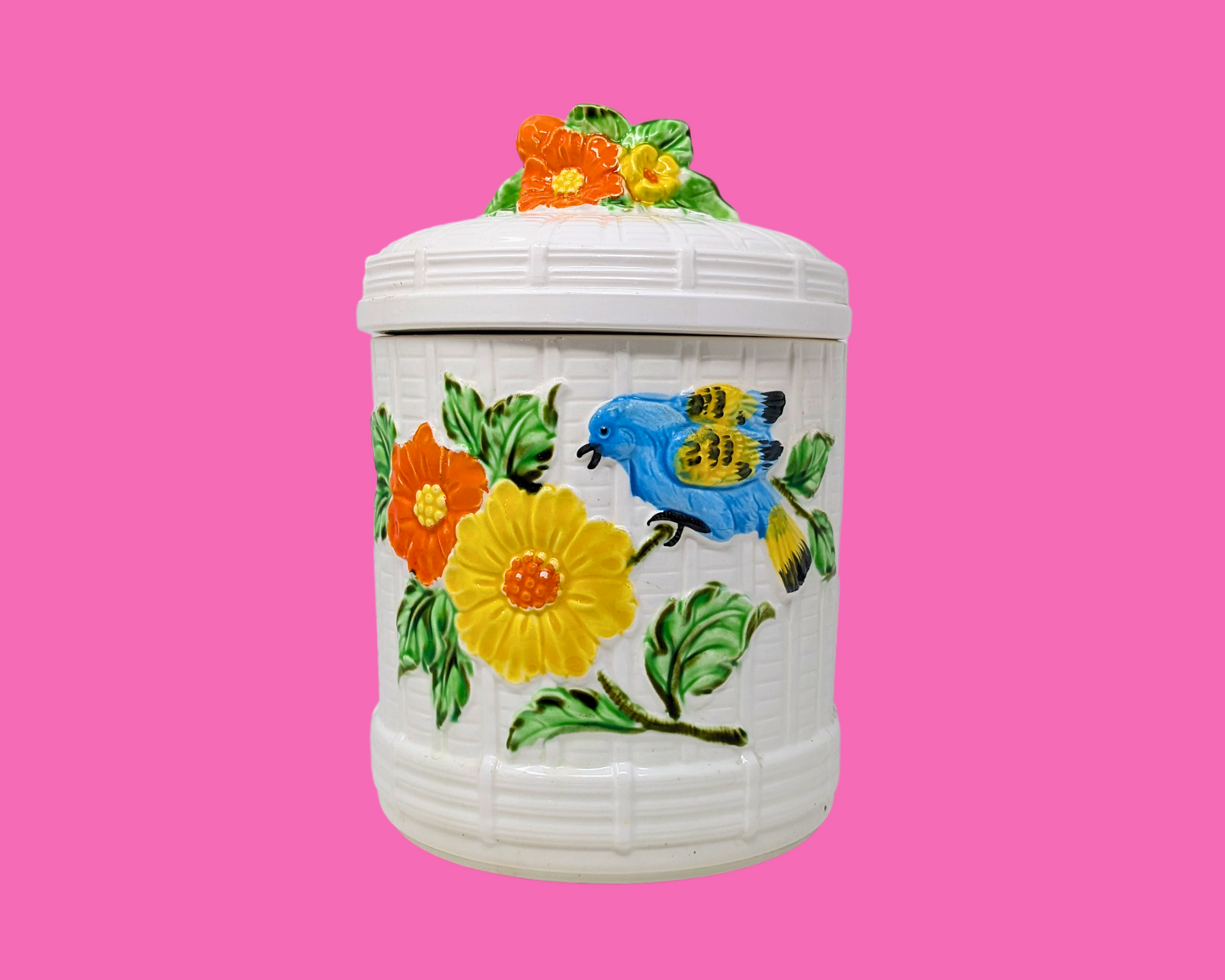 Vintage 1960's Flowers and Birds Cookie Jar