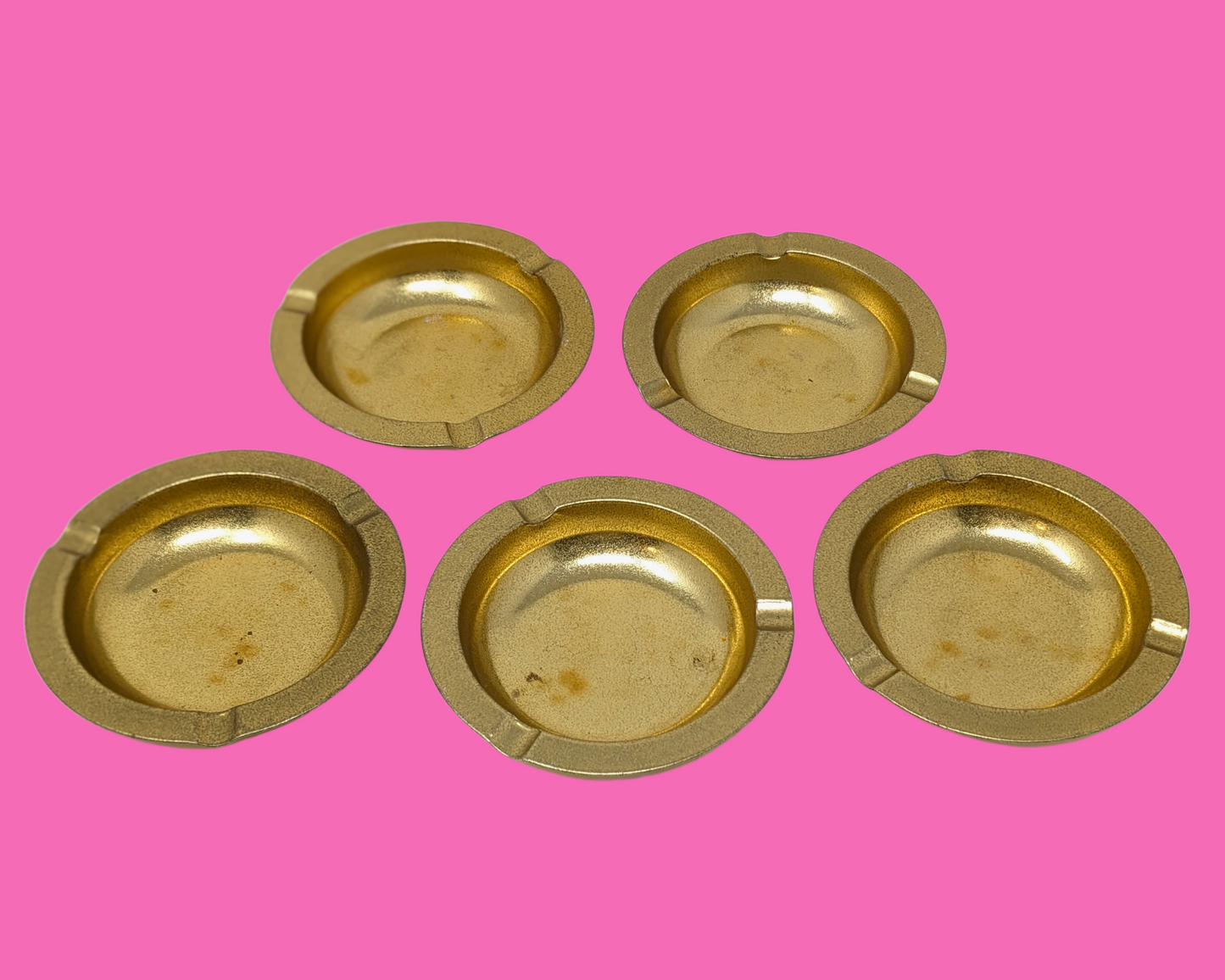 Vintage 1970's Set of 5 Metal, Groovy Ashtray