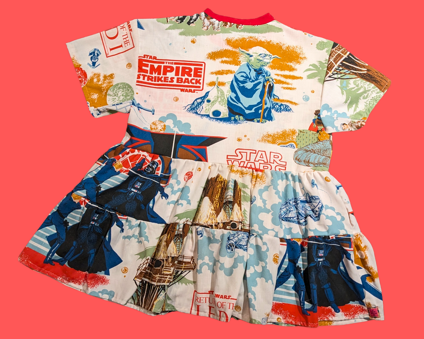 Handmade, Upcycled Star Wars The Return of the Jedi and The Empire Strikes Back Bedsheet T-Shirt Dress Fits S-M-L-XL