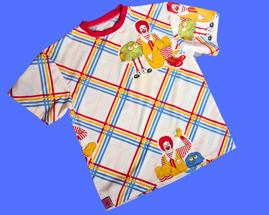 Handmade, Upcycled McDonald's Bedsheet T-Shirt Oversized XS - Fits Like A Size M