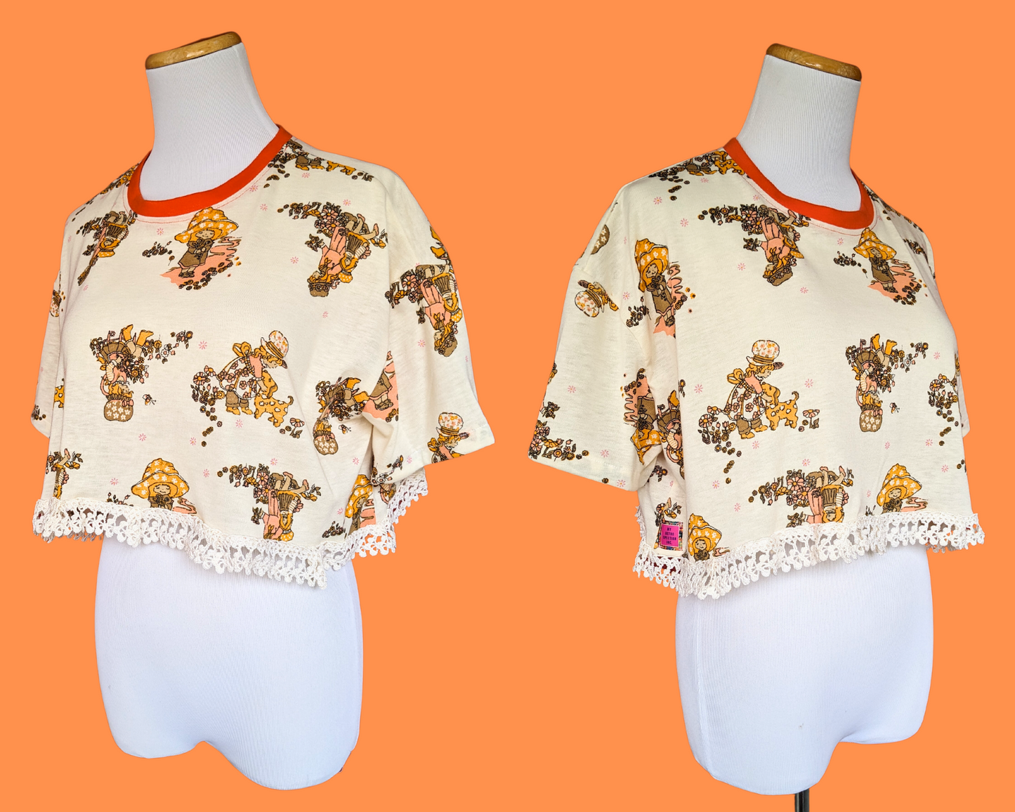 Fait à la main, Upcycled Toy Story 4 Drap de lit Crop Top Taille XS