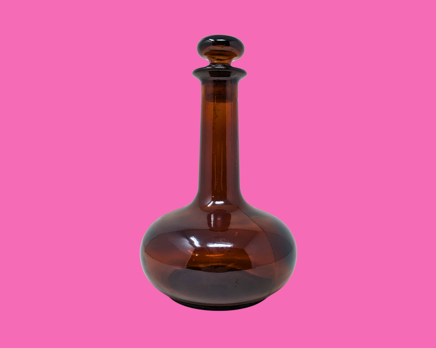 Vintage 1970's Brown Glass Decanter Bottle