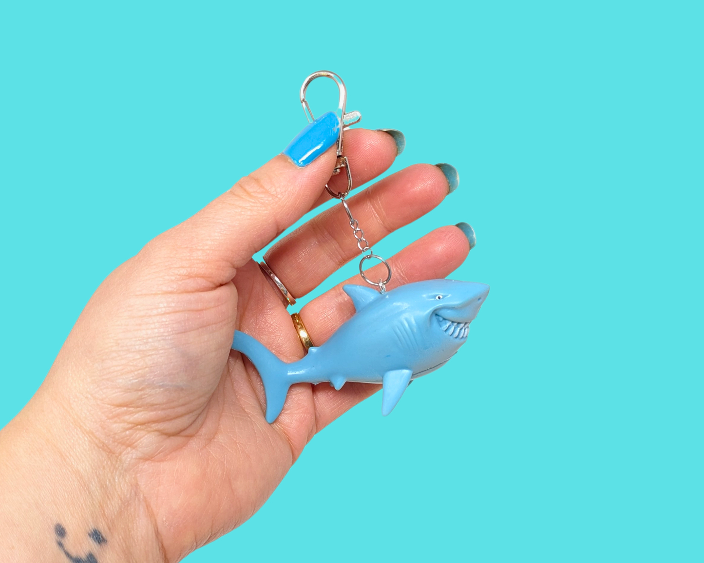 Handmade, Upcycled Finding Nemo Bruce The Shark Toy Keychain