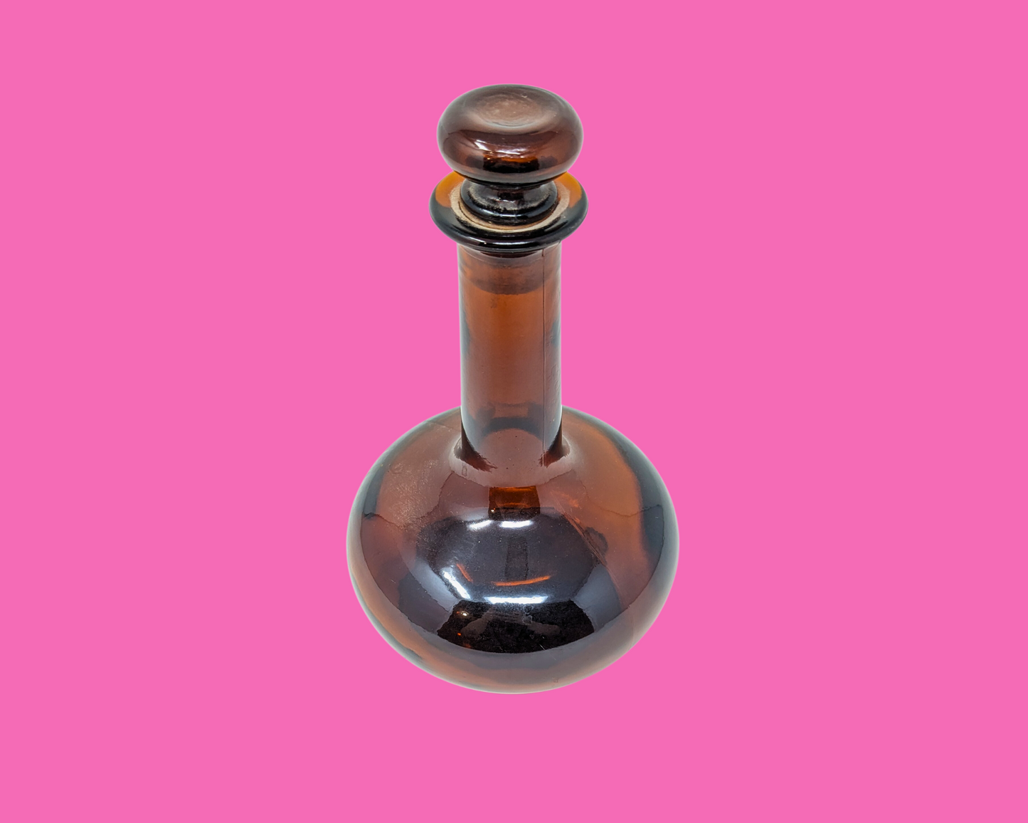 Vintage 1970's Brown Glass Decanter Bottle