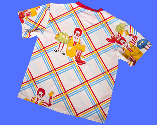 Handmade, Upcycled McDonald's Bedsheet T-Shirt Oversized XS - Fits Like A Size M