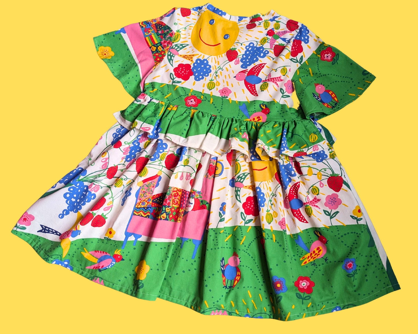 Handmade, Upcycled Fruits and Sunshine Dress Size L