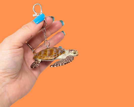 Handmade, Upcycled Sea Turtle Toy Keychain