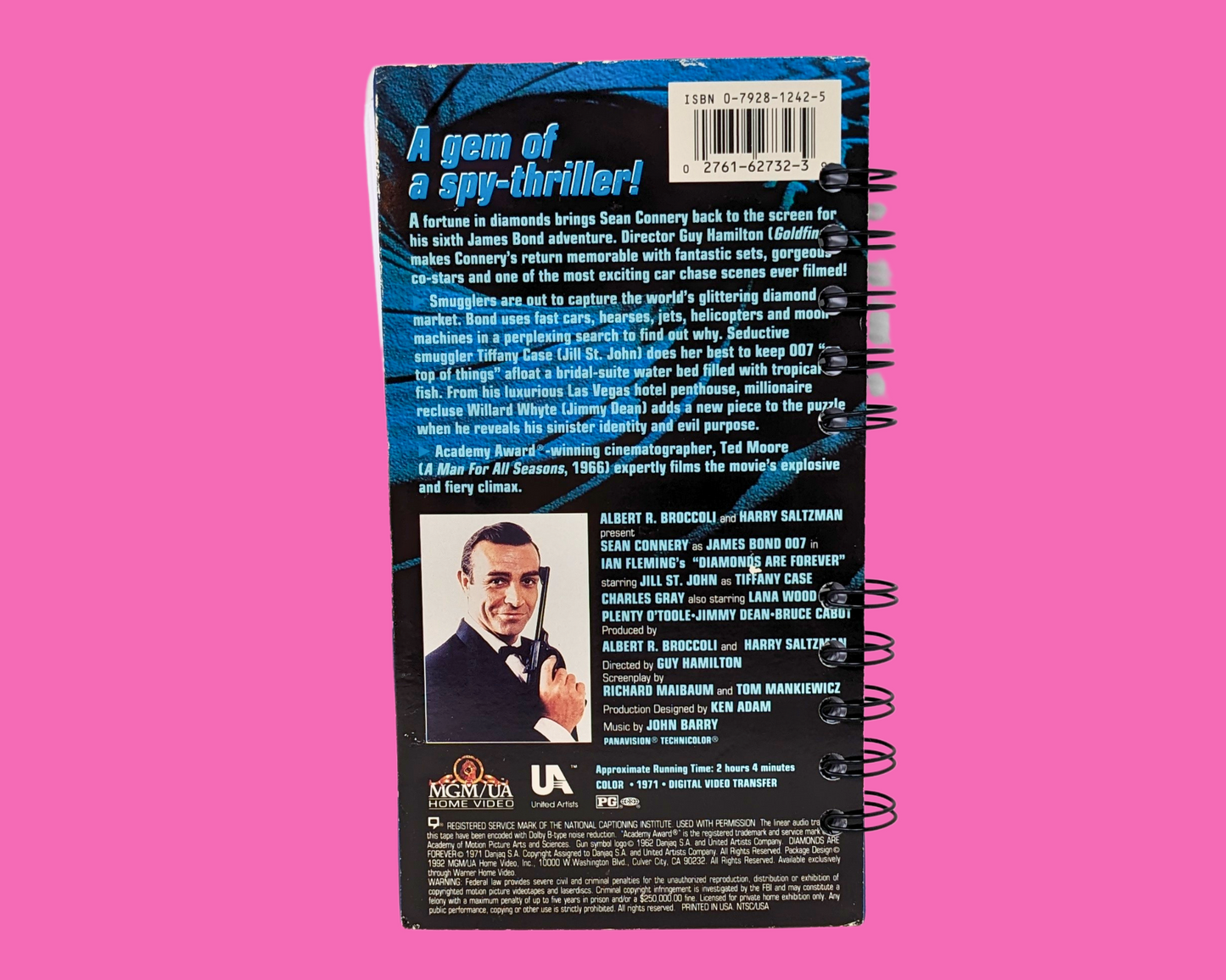 James Bond, Diamonds Are Forever VHS Movie Notebook