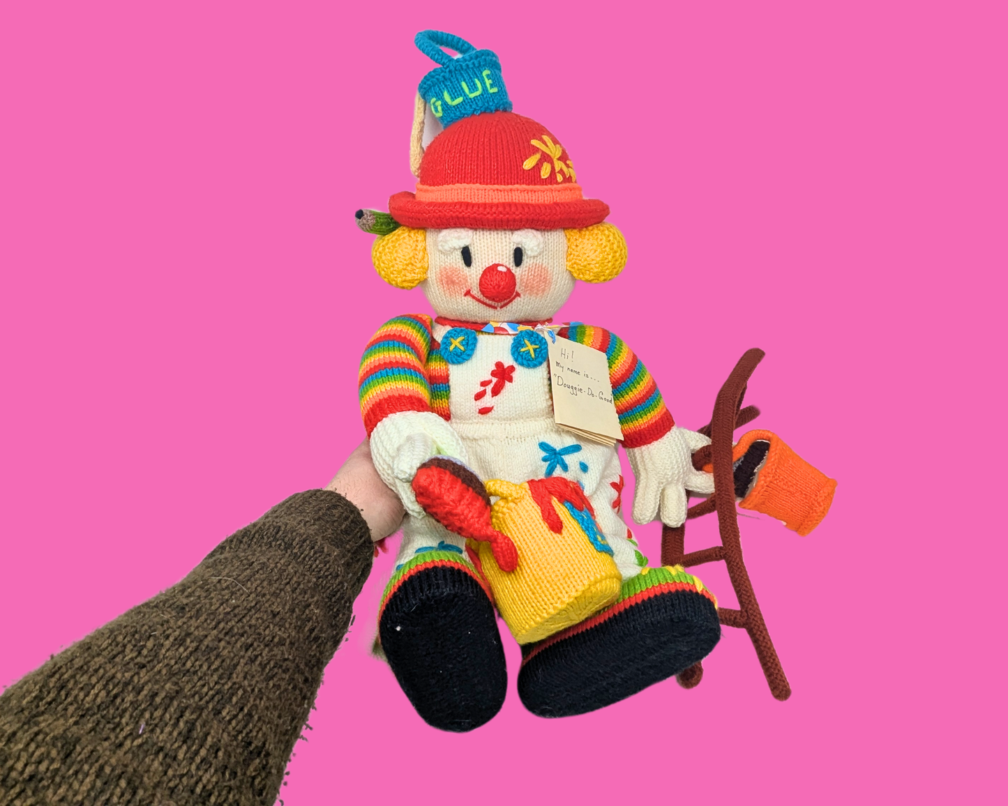 Big Handmade, Crochet Clown Plushie, Handy Man