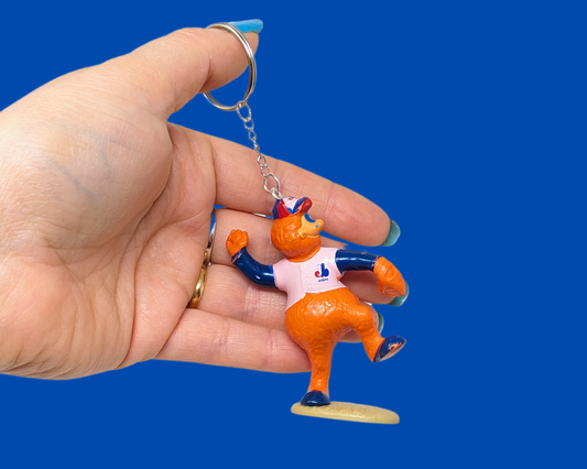 Handmade, Upcycled Montreal Expos Youppi! Mascott Toy Keychain