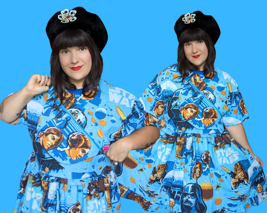 Handmade, Upcycled Vintage 1970's Star Wars Bedsheet T-Shirt Dress Fits S-M-L-XL with Matching Fanny Pack