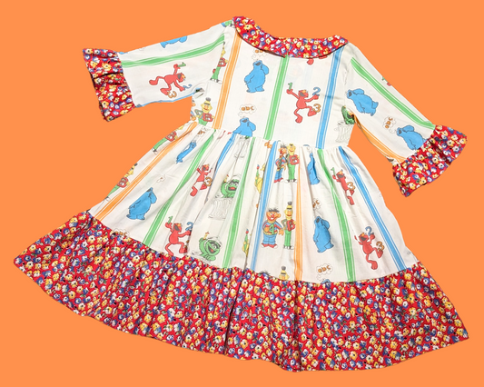 Handmade, Upcycled Sesame Street Bedsheet Dress Size L-XL