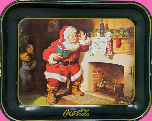 Vintage 1980's Coca Cola Santa Claus Collectible Tray