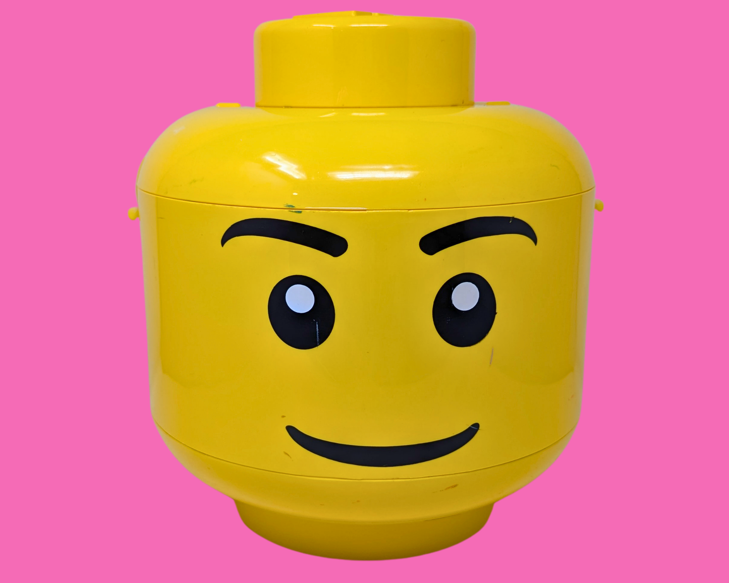 Yellow Lego Toy Box, Missing the Back of Head for Storage