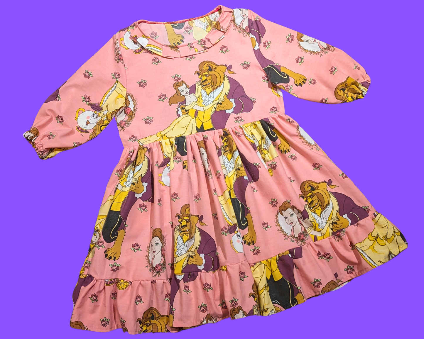 Handmade, Upcycled Walt Disney's Beauty and the Beast Bedsheet Dress Size L
