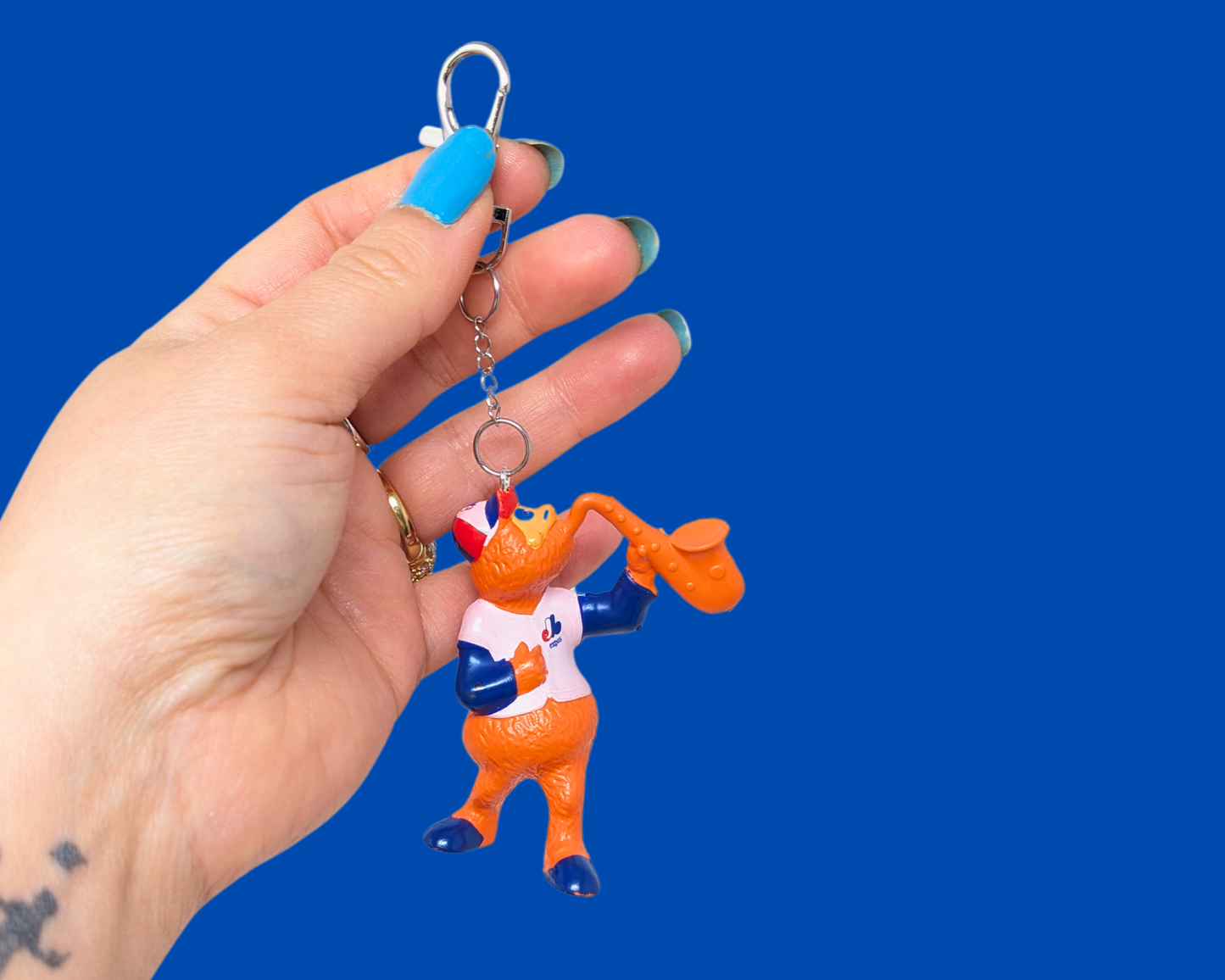 Handmade, Upcycled Montreal Expos Youppi! Mascott Toy Keychain