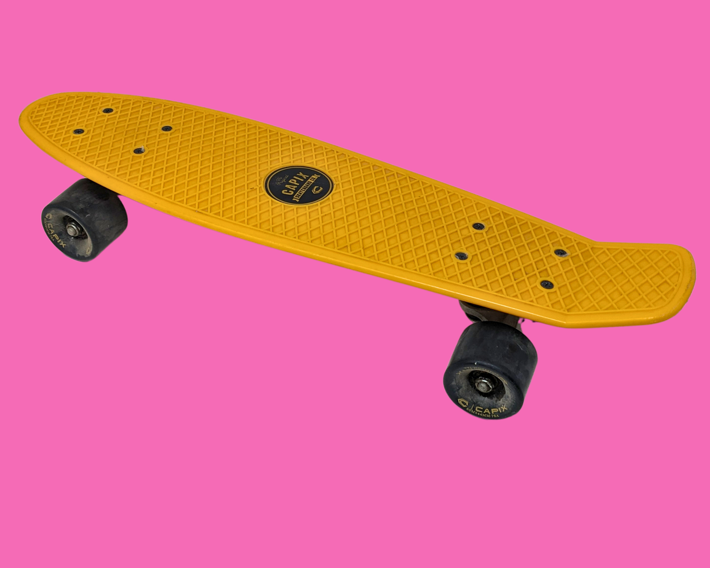 Mustard Yellow Mini Skateboard by the Original Capix, New with Original Tag Priced at $60