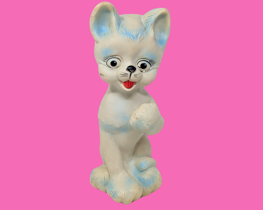 Vintage 1980's Plastic Cat, Squeeky Toy by Relable Made in Canada