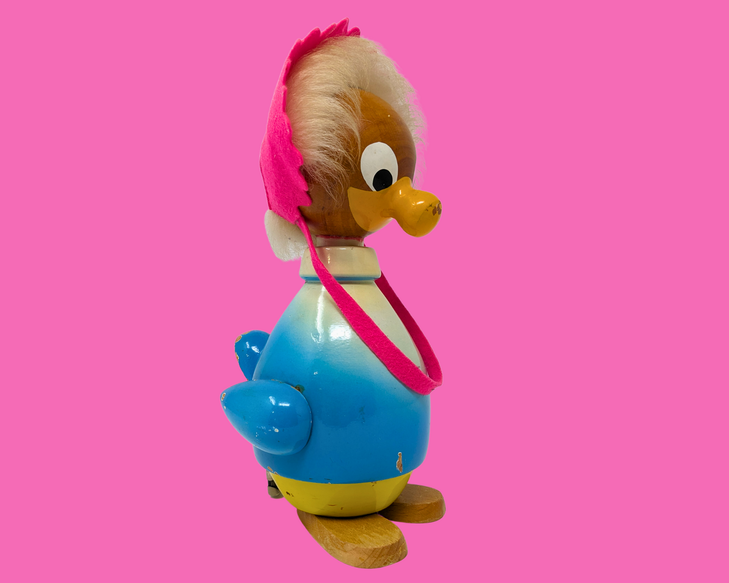 Vintage 1970's Colourful Wooden Duck Piggy Bank