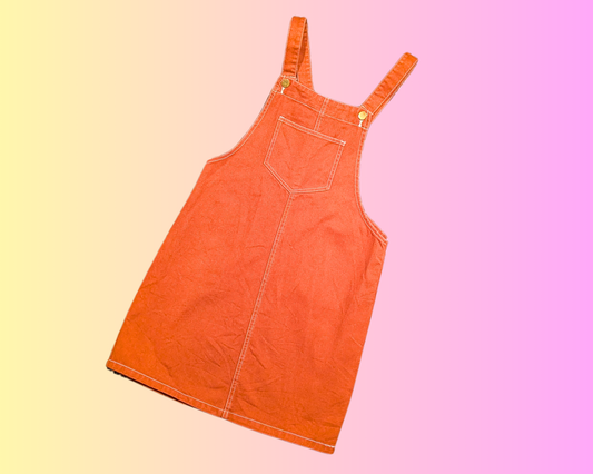 Y2K Orange Denim Overall Dress Size XS