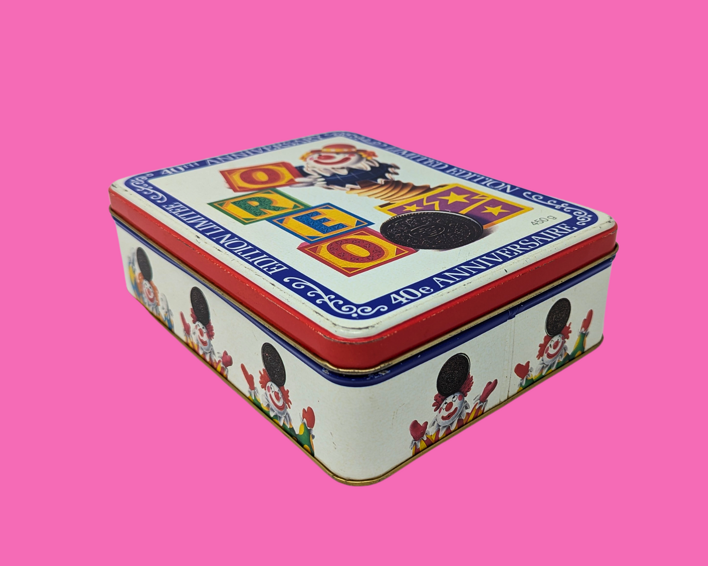 Vintage 1980's Oreo Cookies 40th Anniversary Clown Tin Box