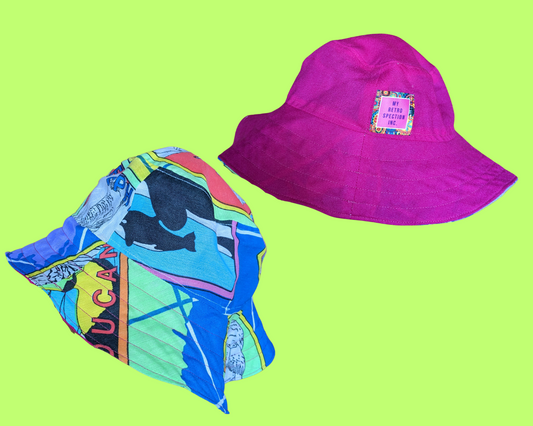 World Wildlife Fund Reversible Bucket Hats For Adults Made from Vintage, Upcycled WWF Bedsheet