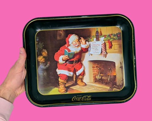 Vintage 1980's Coca Cola Santa Claus Collectible Tray