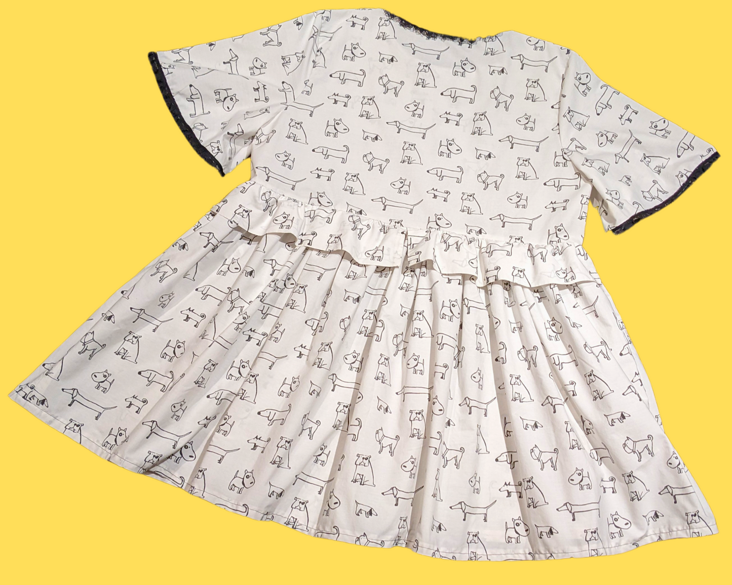 Handmade, Upcycled Dog Doodles Bedsheet Dress Fits Size 2XL