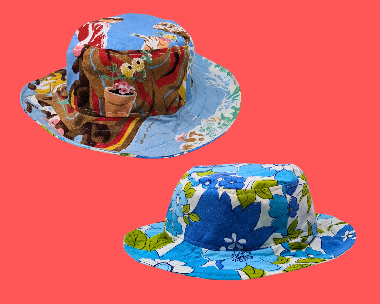 Handmade and Upcycled Vintage E.T Bedsheet Reversible Bucket Hat