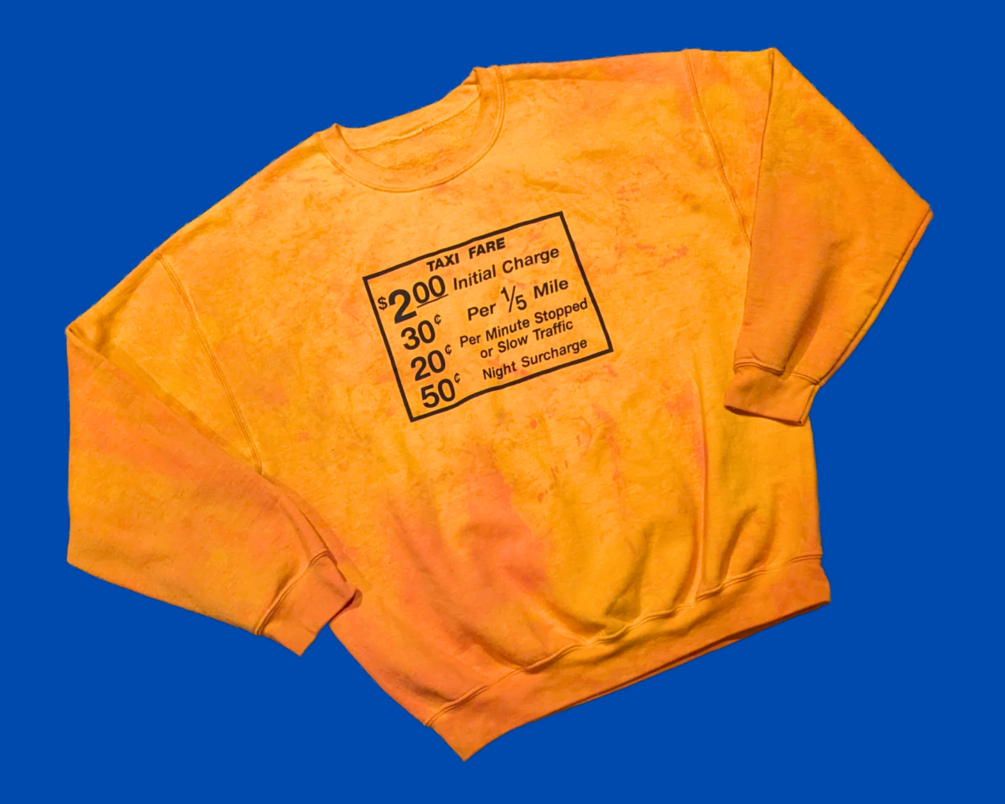 Y2K Yellow Tie Dye Taxi Fare Crewneck Size XL