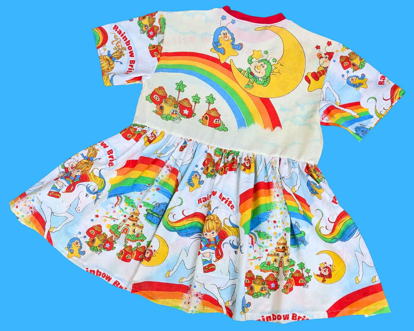 MADE TO ORDER, Handmade, Upcycled Vintage 1980's Rainbow Brite Bedsheet T-Shirt Dress Fits Sizes S/M/L/XL or 2XL