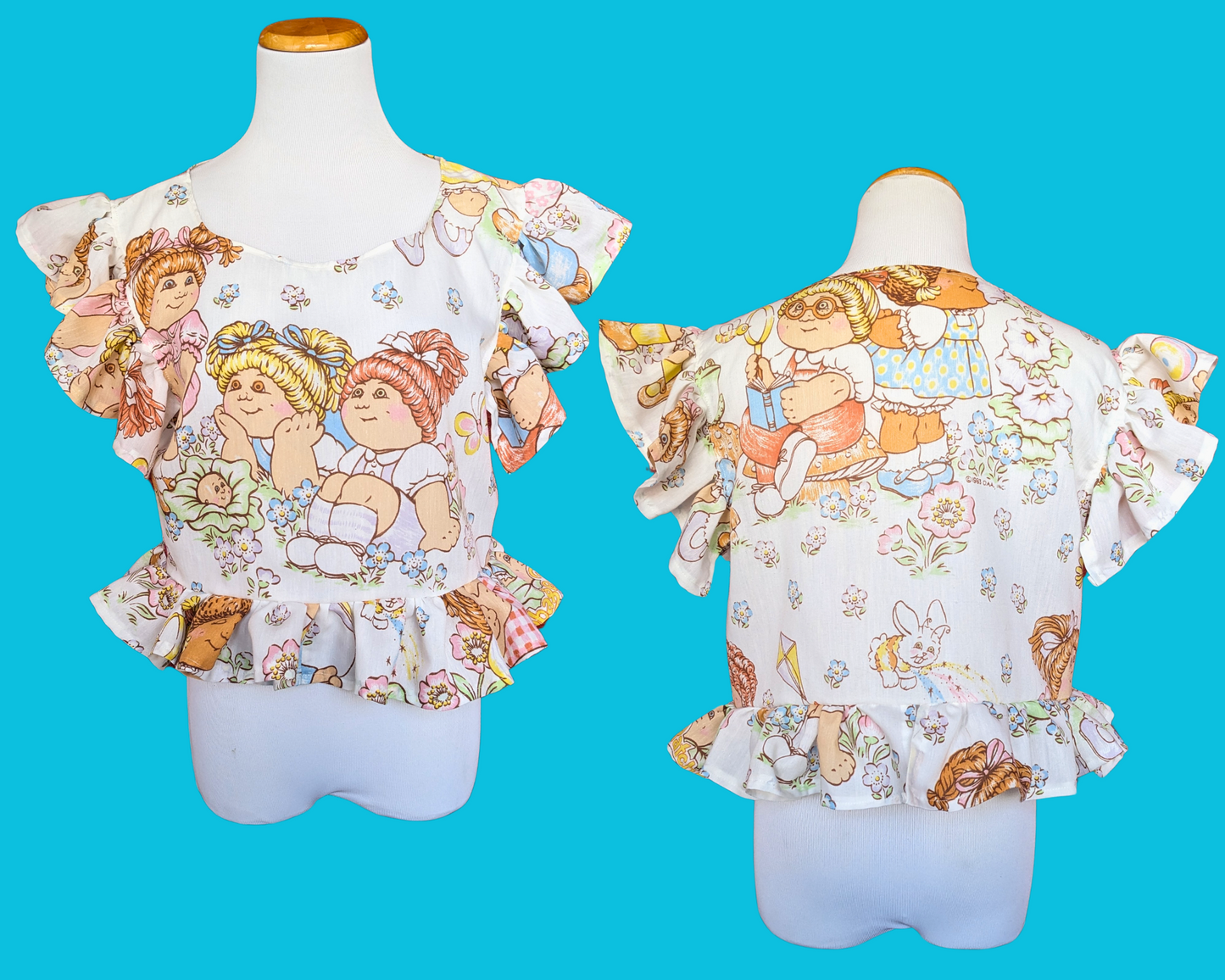 Handmade, Upcycled Cabbage Patch Kids Bedsheet Crop Top Size M