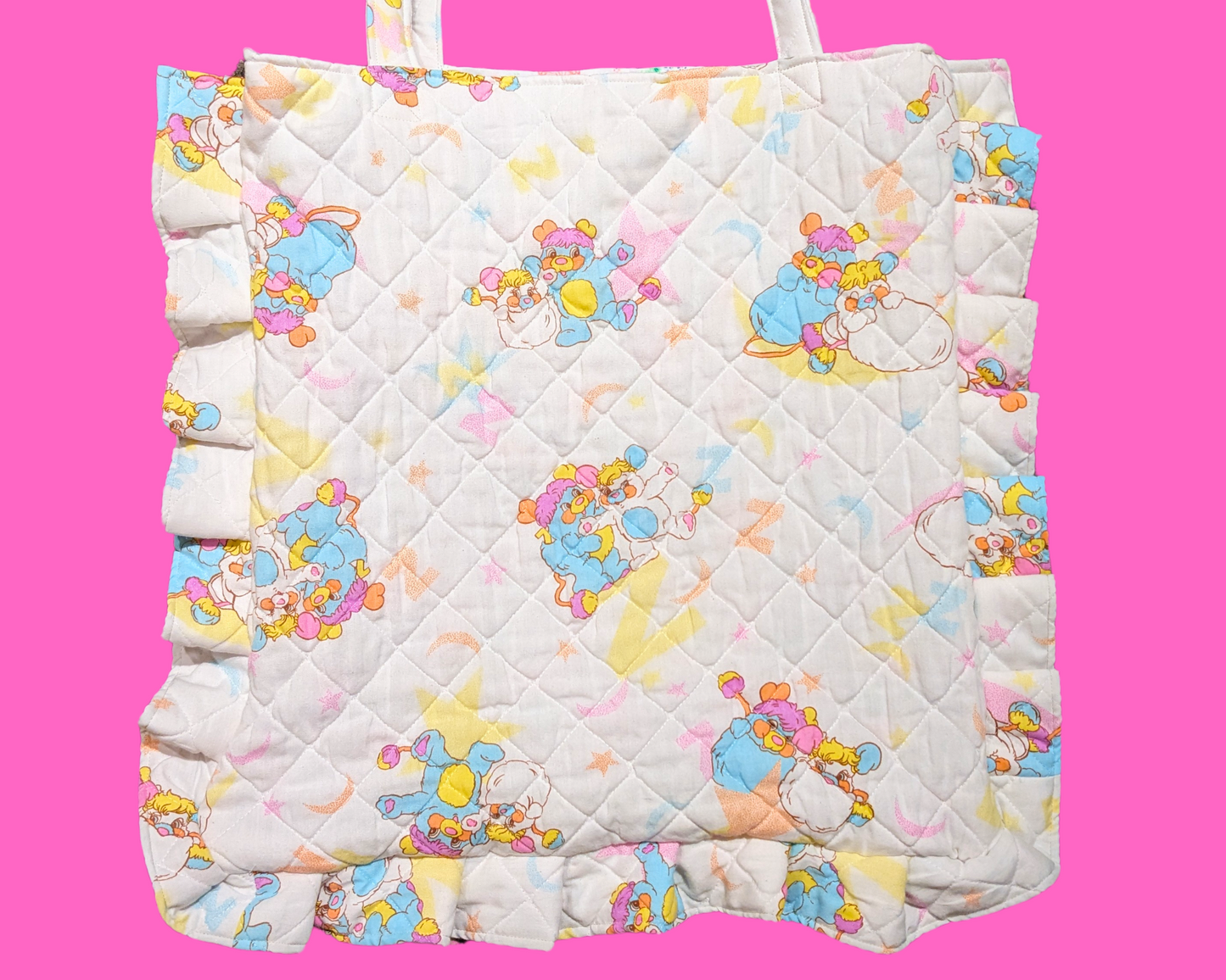 Handmade, Upcycled The Popples Bedsheet Tote Bag