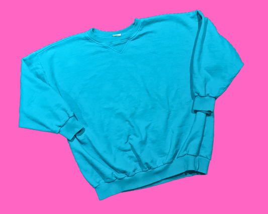 Vintage 1990's Turquoise Au Coton Crewneck Size L