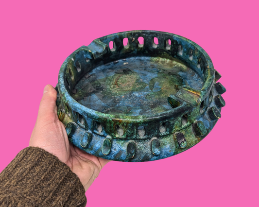 Vintage 1960's Heavy, Turquoise Ashtray by Alvino Bagni