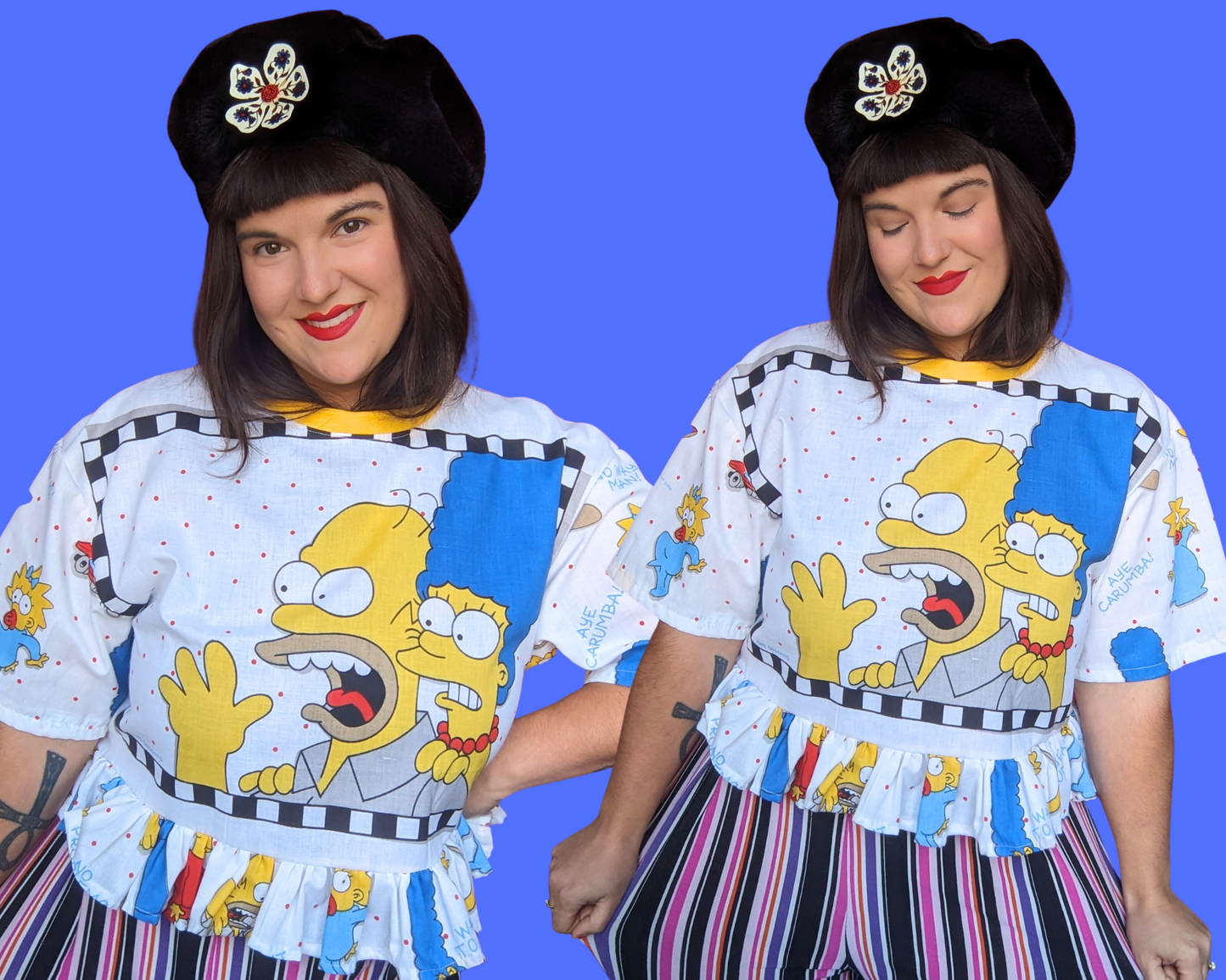 Handmade, Upcycled The Simpsons Bedsheet Crop Top Fits Size S to XL