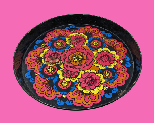 Vintage 1960's Groovy and Colourful Metal Tray