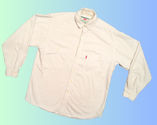 Vintage 1990's Levi's White Denim Button Down Shirt Size M