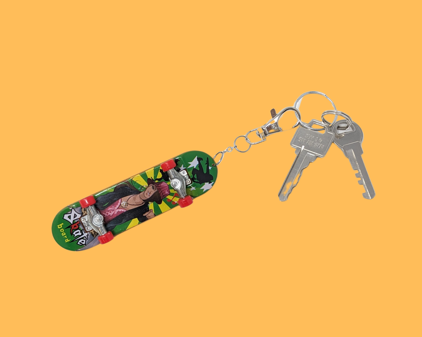 Handmade, Upcycled Skateboard Toy Keychain