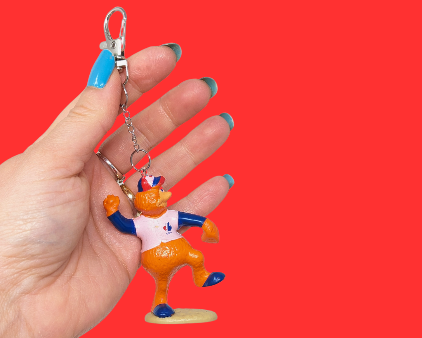 Handmade, Upcycled Montreal Expos Youppi! Mascott Toy Keychain