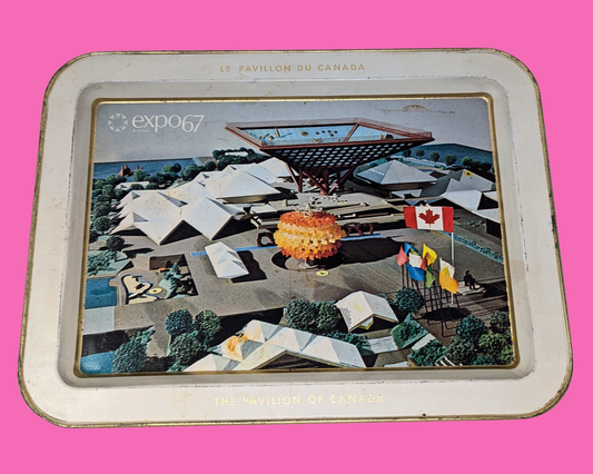 Vintage Metal Tray Representing Montreal World's Fair in 1966