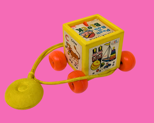 Vintage 1970 Fisher Price Peek-a-Boo Block Toy