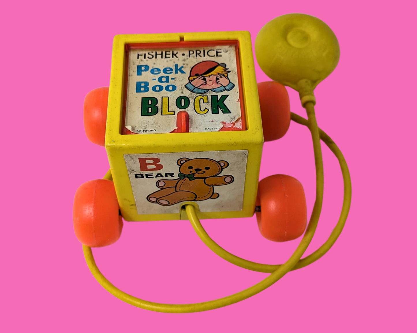 Vintage 1970 Fisher Price Peek-a-Boo Block Toy