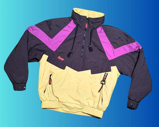 Vintage 1990's Black, Purple and Yellow, Nordica, Funky Fleece Size L