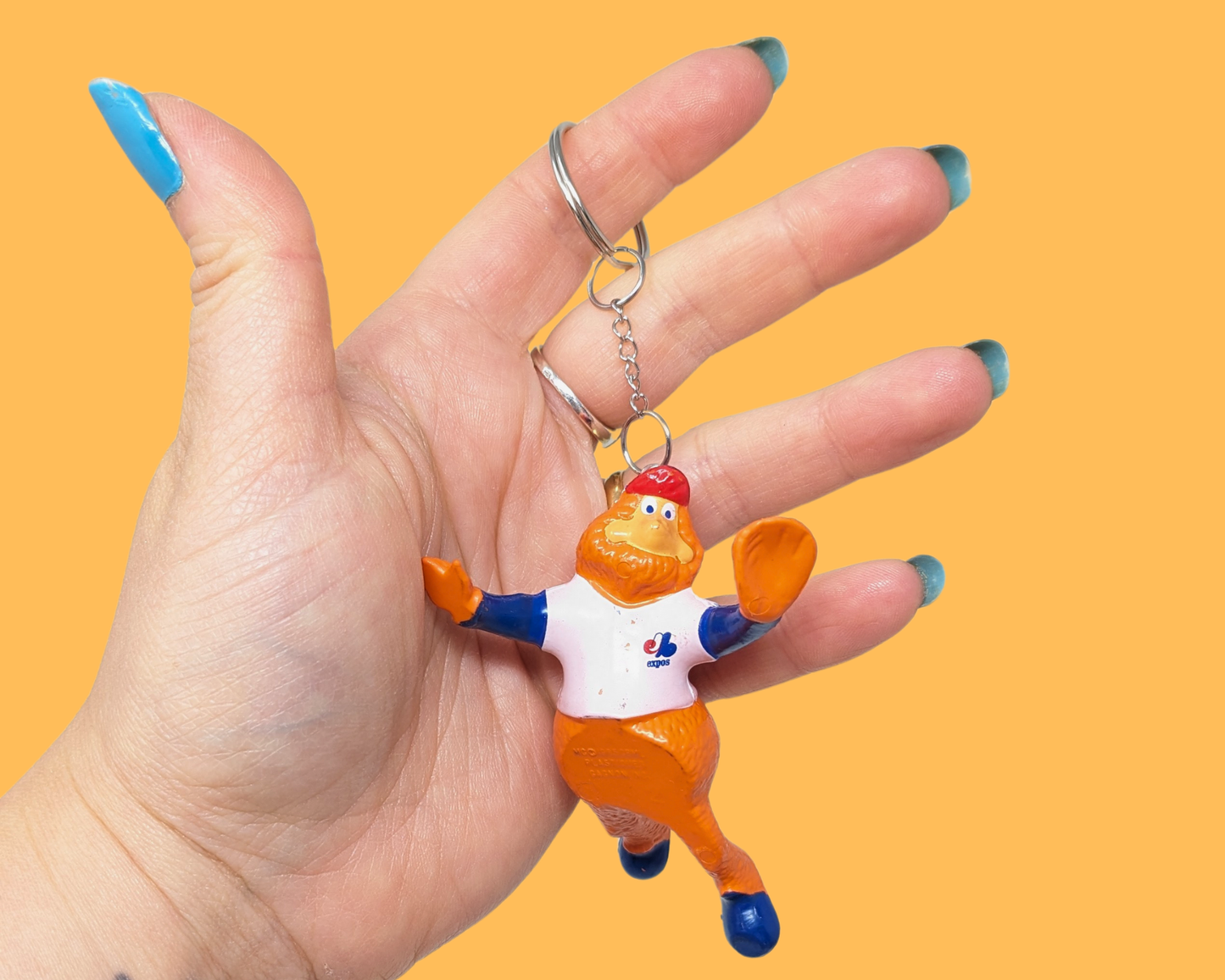 Handmade, Upcycled Montreal Expos Youppi! Mascott Toy Keychain