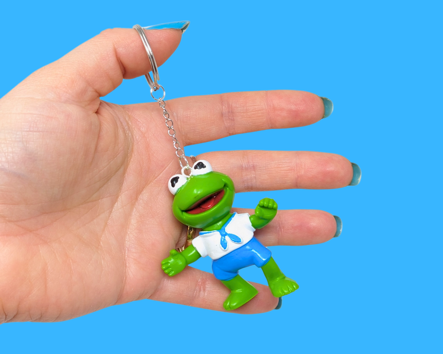 Handmade, Upcycled The Muppets Baby Kermit The Frog Toy Keychain