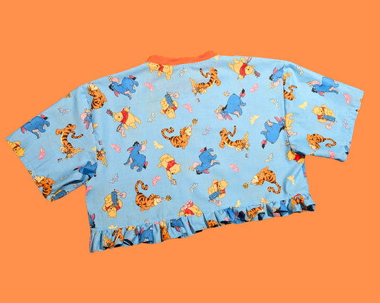 Handmade, Upcycled Winnie the Pooh Fabric Crop Oversized S-M or Fitted L-XL